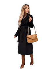 Woolen Coat Simple Fashion V-neck Lace Up Long Coat For Women — Army Green - Image 6