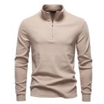 Men's Knitwear Top Half Zipper — Khaki