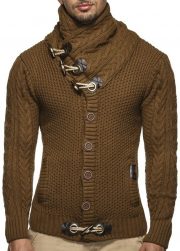 Knitted Jacket With High Collar Buttons — Black - Image 5
