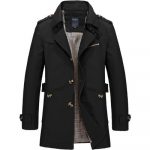Men's casual jacket mid-length trench coat — Black