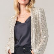 Women's Sequin Long Sleeve Temperament Mid-length Polo Collar Solid Color Coat — Navy Blue - Image 17