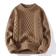 Autumn And Winter New Men's Twist Sweater Casual Round Neck Pullover Top — Blue round neck - Image 9