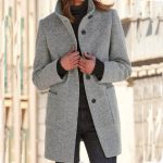 Fashion Stand Collar Woolen Coat With Pockets Fall Winter Casual Button Outwear For Women Clothing — Light Gray