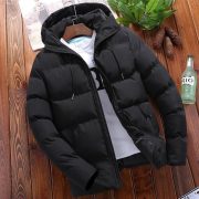 New Men's Pure Cotton Padded Jacket Hooded Coat — Navy Blue - Image 2