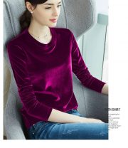 European And American Pleuche Bottoming Shirt Women — Blue - Image 18