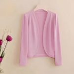 Shawl Cardigan Short Cardigan Pure Color All-matching Women — Pink