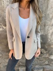 Ins Button Lapel Short Blazer Winter Fashion Commuter Jacket Outwear Women's Clothing — Light Purple - Image 13