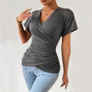 Women's Pleated Cinched Slimming Pullover — Coffee - Image 8