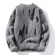 Winter Fleece-lined Thickened Men's Bottoming Sweater Fall And Winter Inner — Gray