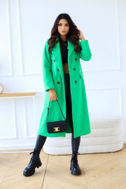 Women's Fashion Simple Double Breasted Long Sleeve Lapel Button Woolen Coat — Wine red - Image 4