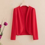 Shawl Cardigan Short Cardigan Pure Color All-matching Women — Red