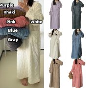 Winter Coral Fleece Sleepwear Women's Nightgown Long Night Dress Pajamas With Pockets Thickened Jacquard Dress Warm Home Clothes — Light Purple - Image 2