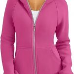 Women's Zipper Short Hood Fleece Lined Solid Color Hoodie Sweater — Glittering Powder