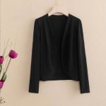 Shawl Cardigan Short Cardigan Pure Color All-matching Women — Black