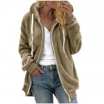 Women's Fashion Loose Thick Plush Hooded Jacket — Camel