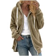 Women's Fashion Loose Thick Plush Hooded Jacket — Light Green - Image 6