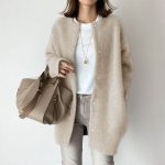 Japanese And Korean Light Mature Woman Long-sleeved Coat Super Soft Woolen — Beige Apricot Woolen Material
