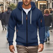 Zipper Hooded Sweatshirt Men's Sports Casual Cardigan Coat — Purple - Image 2