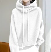 Hooded Solid Color Knitted Sweater — Premium Grey - Image 7