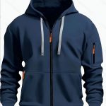 Zipper Hooded Sweatshirt Men's Sports Casual Cardigan Coat — Navy Blue
