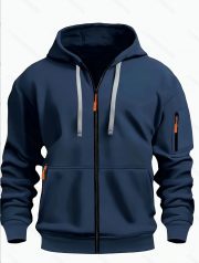 Zipper Hooded Sweatshirt Men's Sports Casual Cardigan Coat — Purple - Image 9