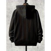 Men's Plus-sized Casual Hooded Sweater — Black - Image 5