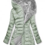 Women's Plush Hooded Mid-length Oblique Zipper Cotton-padded Coat — Light Green