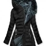 Women's Plush Hooded Mid-length Oblique Zipper Cotton-padded Coat — Black