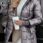 Elegant Winter Hooded Down Jacket Cardigan Coat — Grey