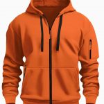 Zipper Hooded Sweatshirt Men's Sports Casual Cardigan Coat — Orange