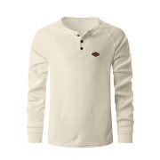Waffle Buckle Quick-drying Raglan Henry Long Sleeve — Black - Image 11