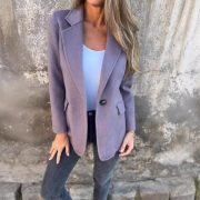 Ins Button Lapel Short Blazer Winter Fashion Commuter Jacket Outwear Women's Clothing — Light Purple - Image 9