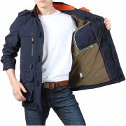 Men's Medium To Long Casual Outdoor Hooded Plus Size Jacket — Blue