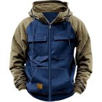 Men's Hoodie Youth Sports Multi-pocket Workwear — Sapphire Blue