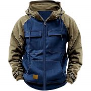 Men's Hoodie Youth Sports Multi-pocket Workwear — Sapphire Blue