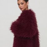 Coat Faux Fur Jacket — Wine Red