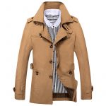 Men's Fashion Casual Solid Color Trench Coat — Yellow
