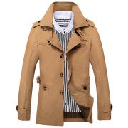 Men's Fashion Casual Solid Color Trench Coat — Army Green - Image 5