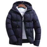 New Men's Pure Cotton Padded Jacket Hooded Coat — Navy Blue