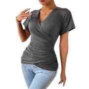 Women's Pleated Cinched Slimming Pullover — Coffee - Image 6