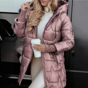 Elegant Winter Hooded Down Jacket Cardigan Coat — Bronze - Image 4