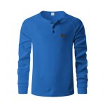 Waffle Buckle Quick-drying Raglan Henry Long Sleeve — Sapphire Blue