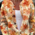 Printed Casual Cloak Coat Cardigan Sweater — COYN240905009Multicolor