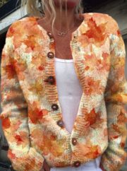 Printed Casual Cloak Coat Cardigan Sweater — QS3912 - Image 17