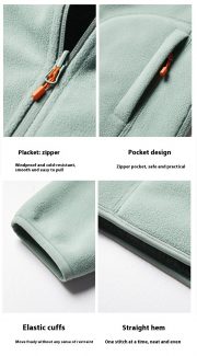 Double-sided Polar Fleece Outdoor Thick Warm Sweater Coat — Rubber Powder - Image 27