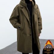 Coat Coat Men's False Two Pieces Hooded Mid-length Trench Coat — FY001 Black - Image 7