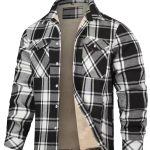 Fleece Lined Men's Jacket Long Sleeve Lapel Plaid — Black A