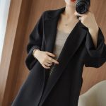 Double-sided Wool Overcoat Women's Long Below The Knee Loose Plus Size — Black