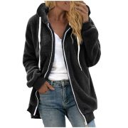 Women's Fashion Loose Thick Plush Hooded Jacket — Light Green - Image 4