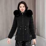 Slim Fit Slimming Thickened Warm Down Cotton Jacket — Black